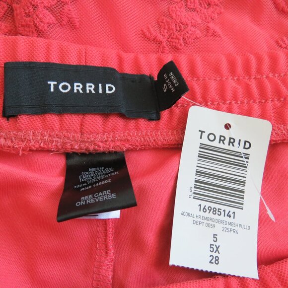 TORRID Embroidered Pull On Shorts in Mesh Coral Boho Summer Feminine Size 5X NWT - Picture 13 of 13